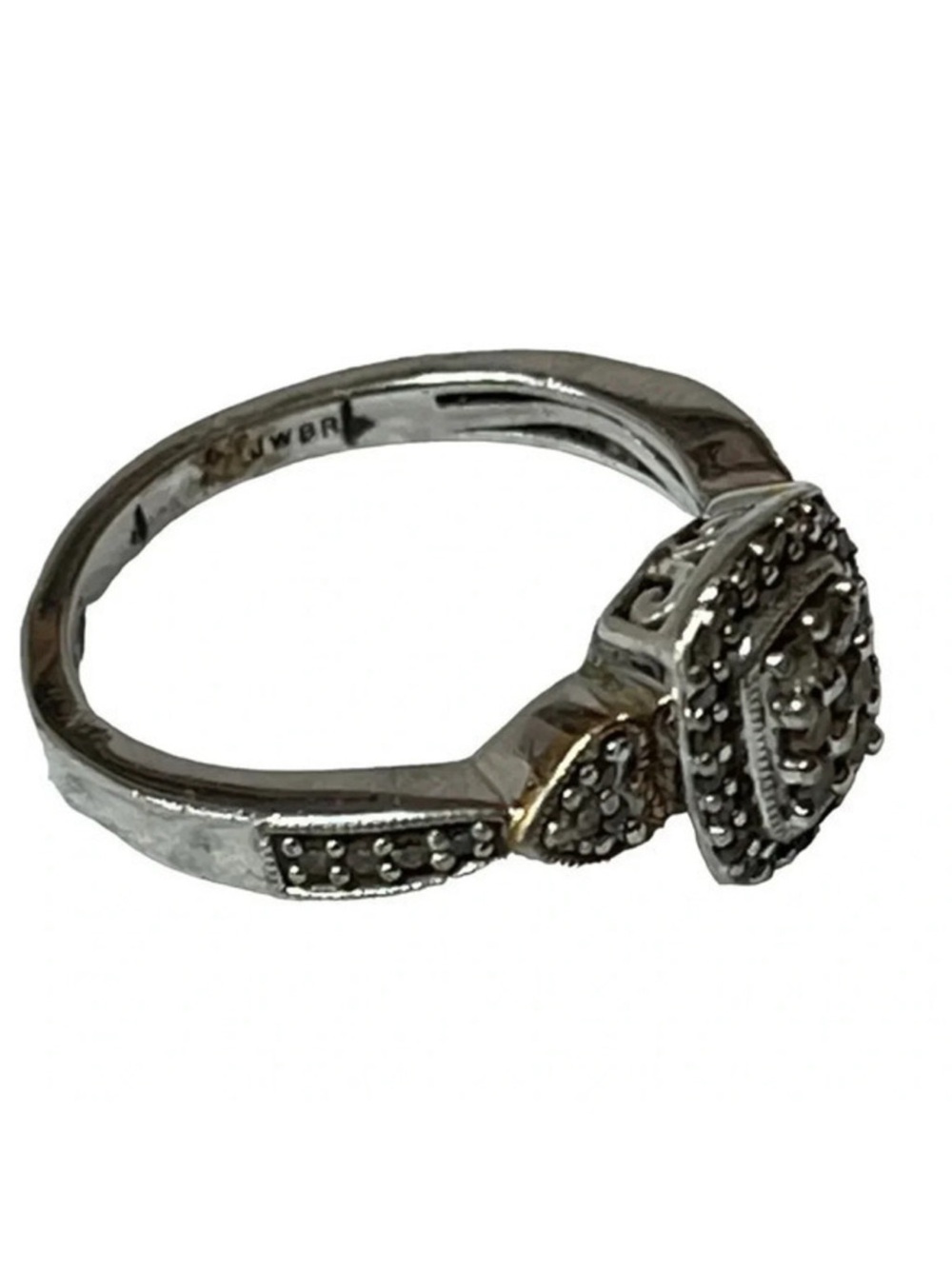 Diamond Halo Cluster Ring in Sterling Silver&14k sz7 - Picture 16 of 17
